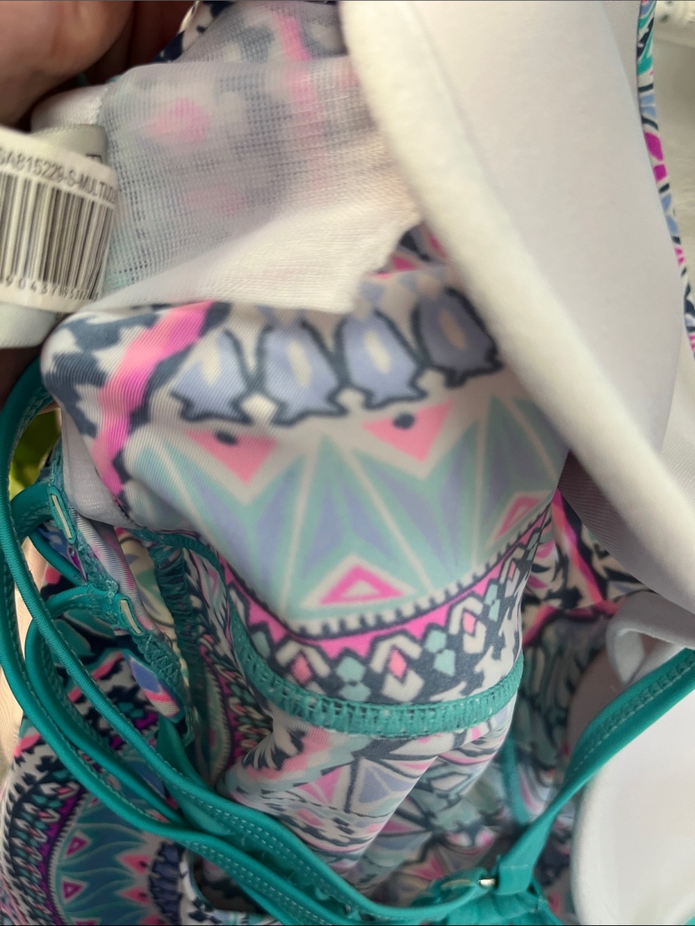 Free Country Floral Swim Top in Teal, Pink & Navy (Flawed, see description) - Picture 7 of 8